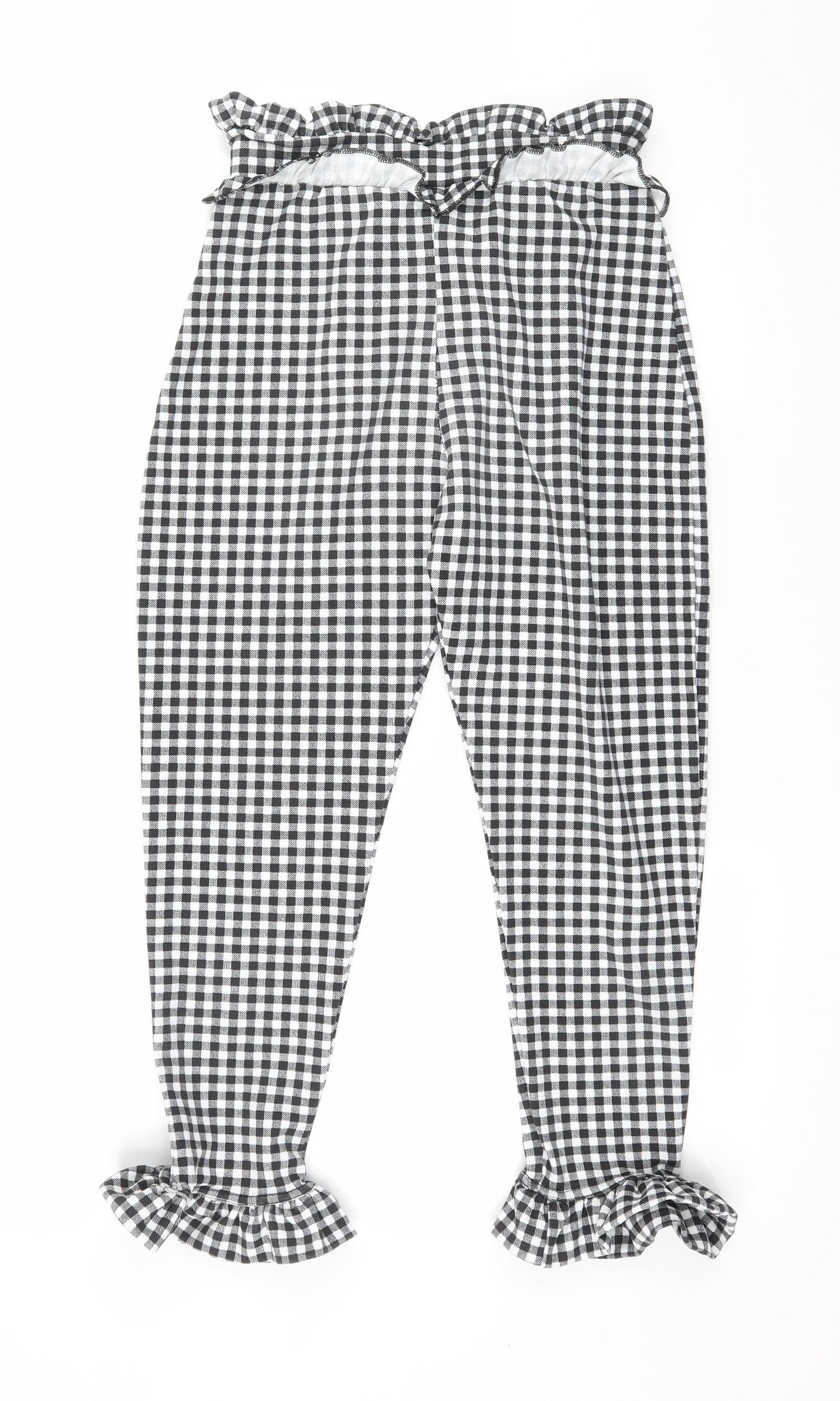 PRETTYLITTLETHING Womens Grey Check  Trousers  Size 8 L22 in