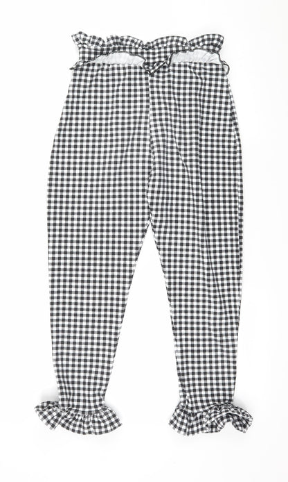 PRETTYLITTLETHING Womens Grey Check  Trousers  Size 8 L22 in
