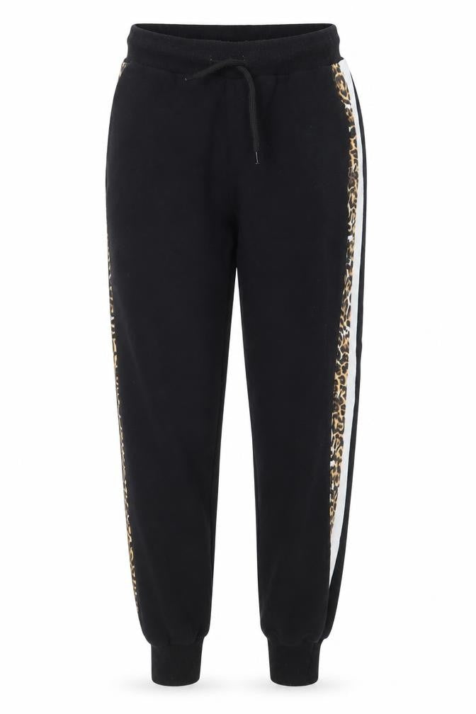 Pink Vanilla Womens Black Striped Jersey Jogger Trousers Size 8 L27 in