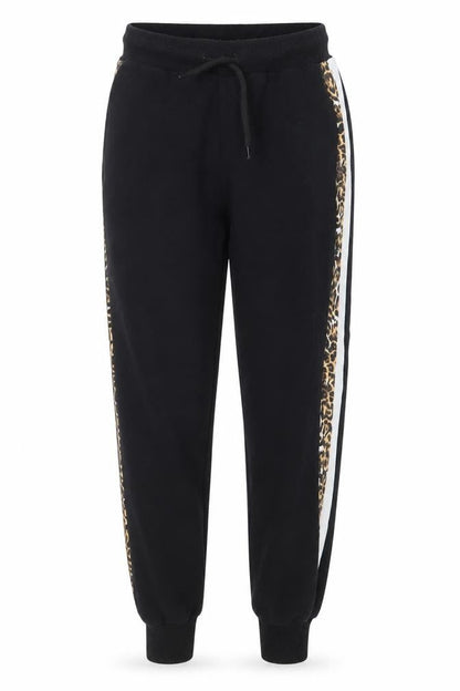 Pink Vanilla Womens Black Striped Jersey Jogger Trousers Size 8 L27 in