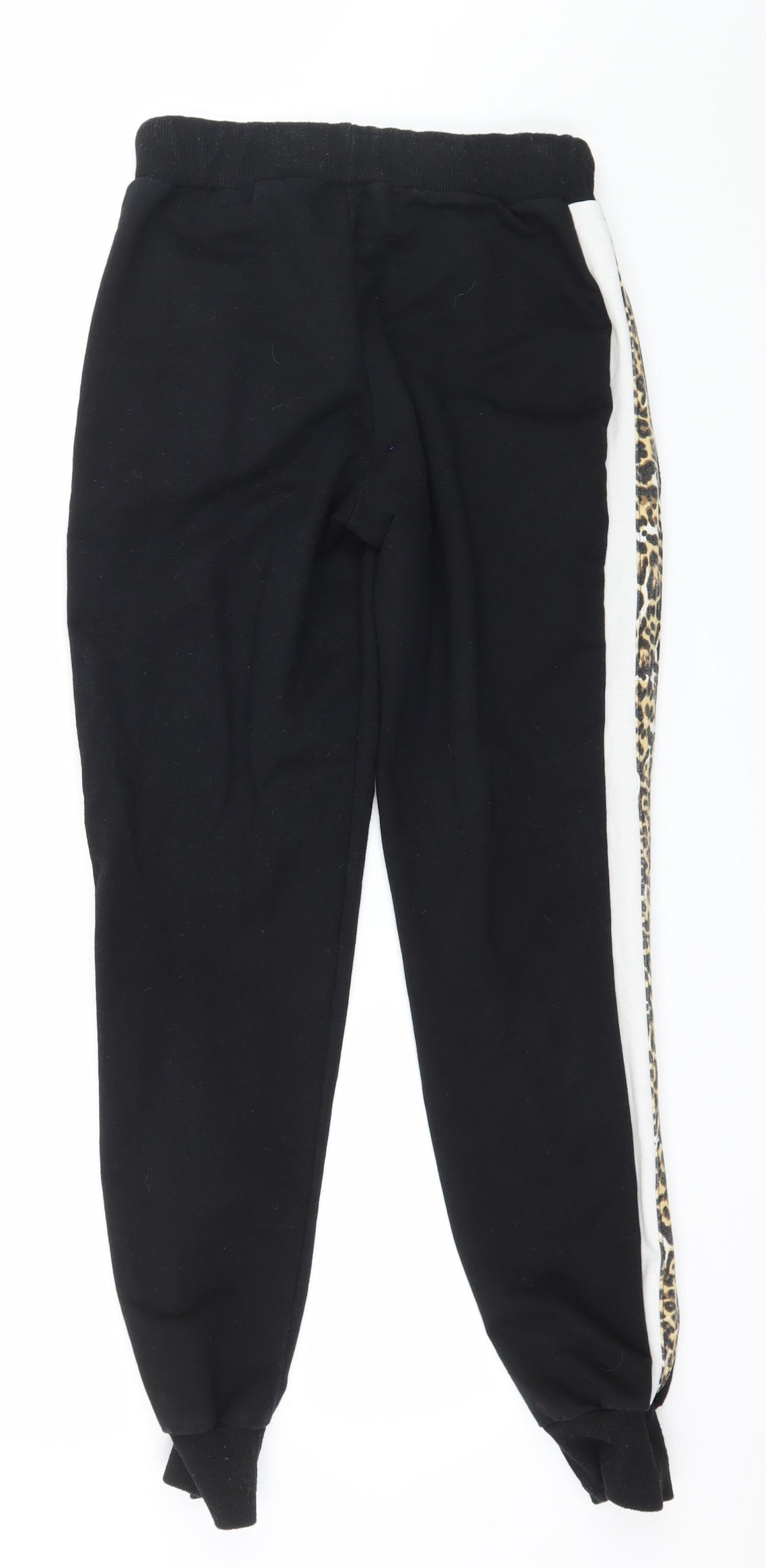 Pink Vanilla Womens Black Striped Jersey Jogger Trousers Size 8 L27 in