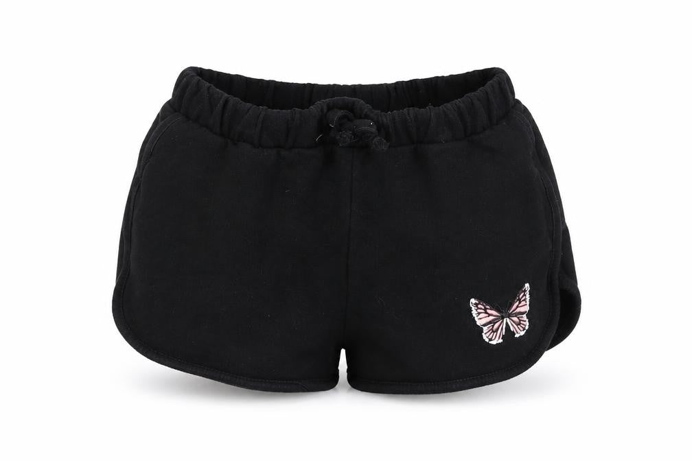 SheIn Girls Black  Jersey Sweat Shorts Size 5-6 Years - Butterfly