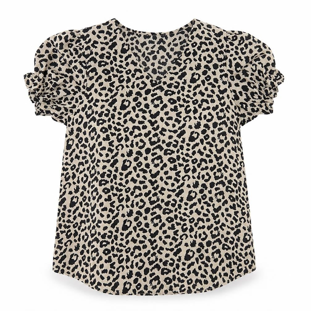 SheIn Womens Brown Animal Print  Basic Blouse Size L