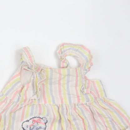 Close-up detail of F&F girls’ multicoloured striped, size 3-6, months