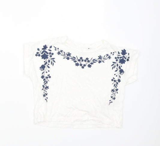 Outfitters Girls White Fair Isle  Basic T-Shirt Size 10 Years