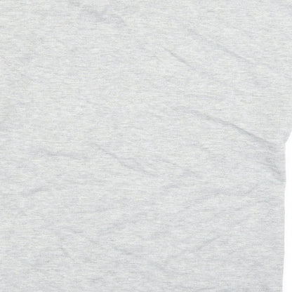 Brand and care label for Jeff & Co women’s grey basic t-shirt, size UK 10