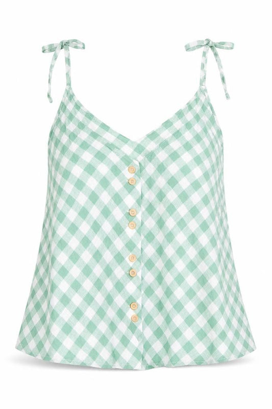 MNG Womens Green Check  Camisole Blouse Size S
