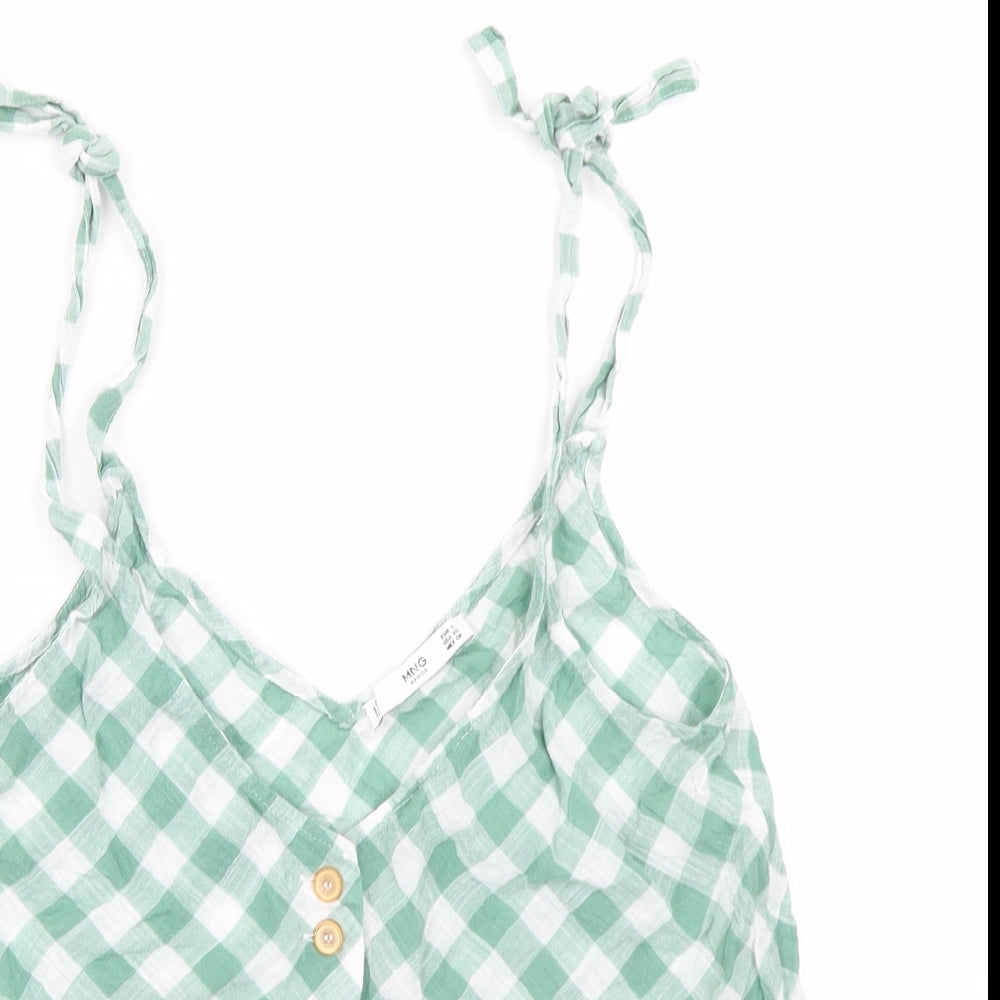 MNG Womens Green Check  Camisole Blouse Size S