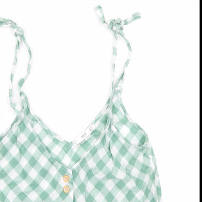 Mango Womens Green Check  Camisole Blouse Size S