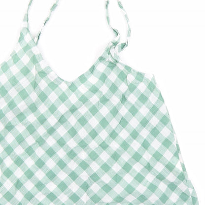 Mango Womens Green Check  Camisole Blouse Size S