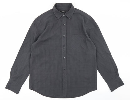Next Mens Grey Plaid   Button-Up Size L