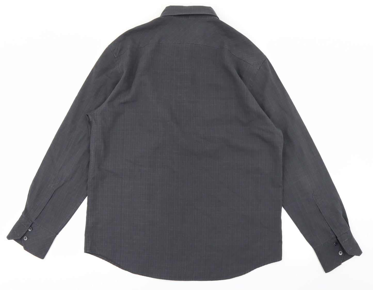 NEXT Mens Grey Plaid   Button-Up Size L
