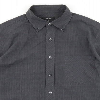 Next Mens Grey Plaid   Button-Up Size L