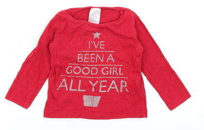 Additional front view of e-vie angel girls’ red basic t-shirt, size 12-18, months - christmas tshirt