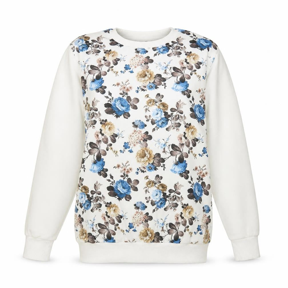 LCN angel Womens White Floral  Pullover Sweatshirt Size M