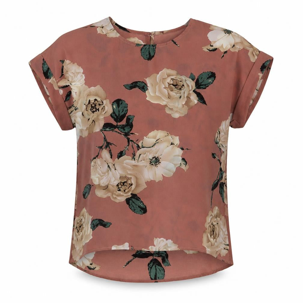 SheIn Womens Pink Floral  Basic Blouse Size XS