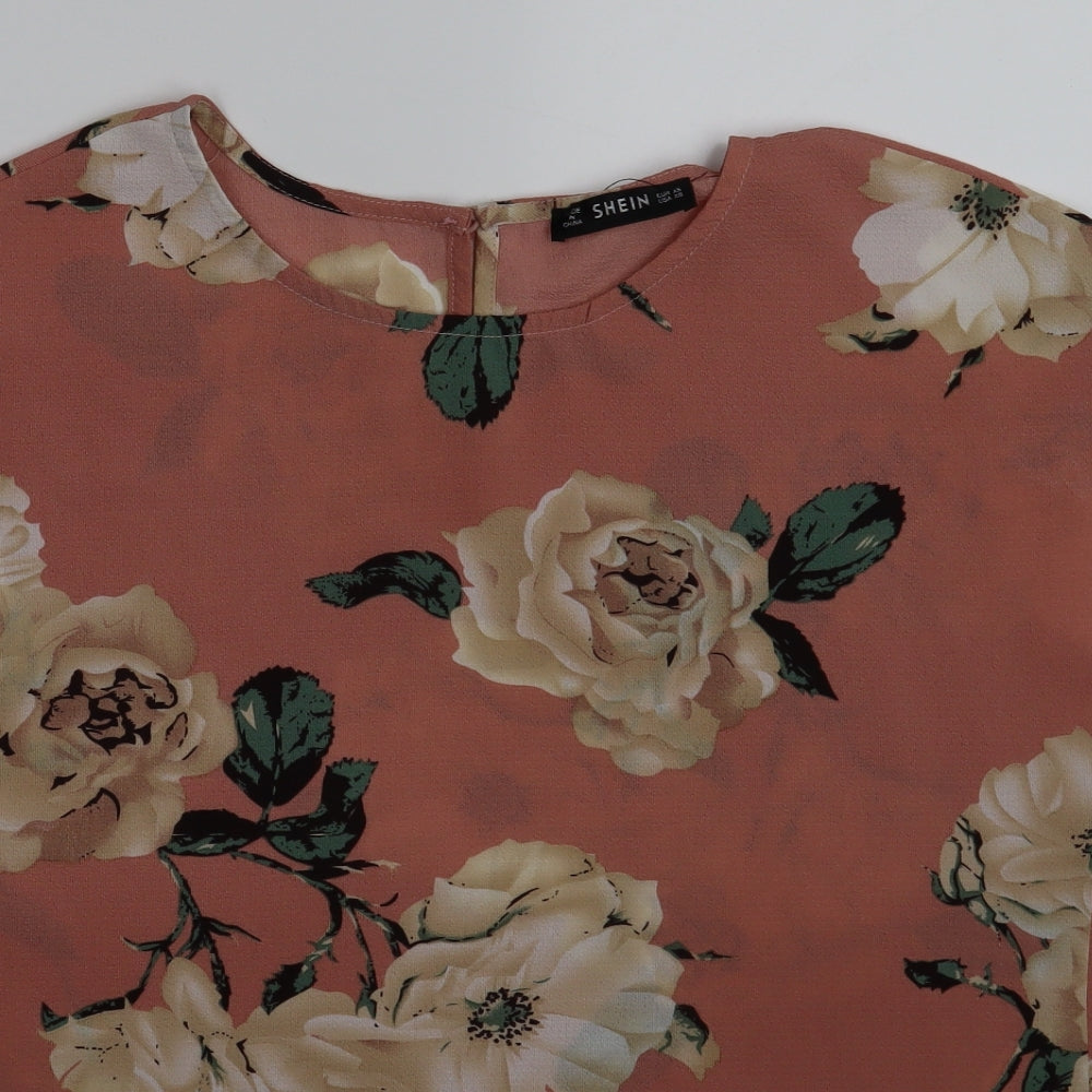 SheIn Womens Pink Floral  Basic Blouse Size XS