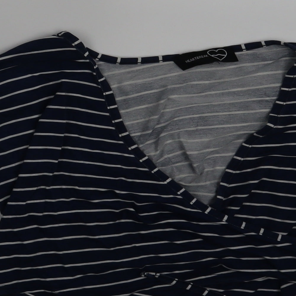 HEARTBREAK Womens Blue Striped  Basic T-Shirt One Size