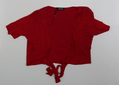 Additional front view of Missguided women’s red basic blouse, size UK 14