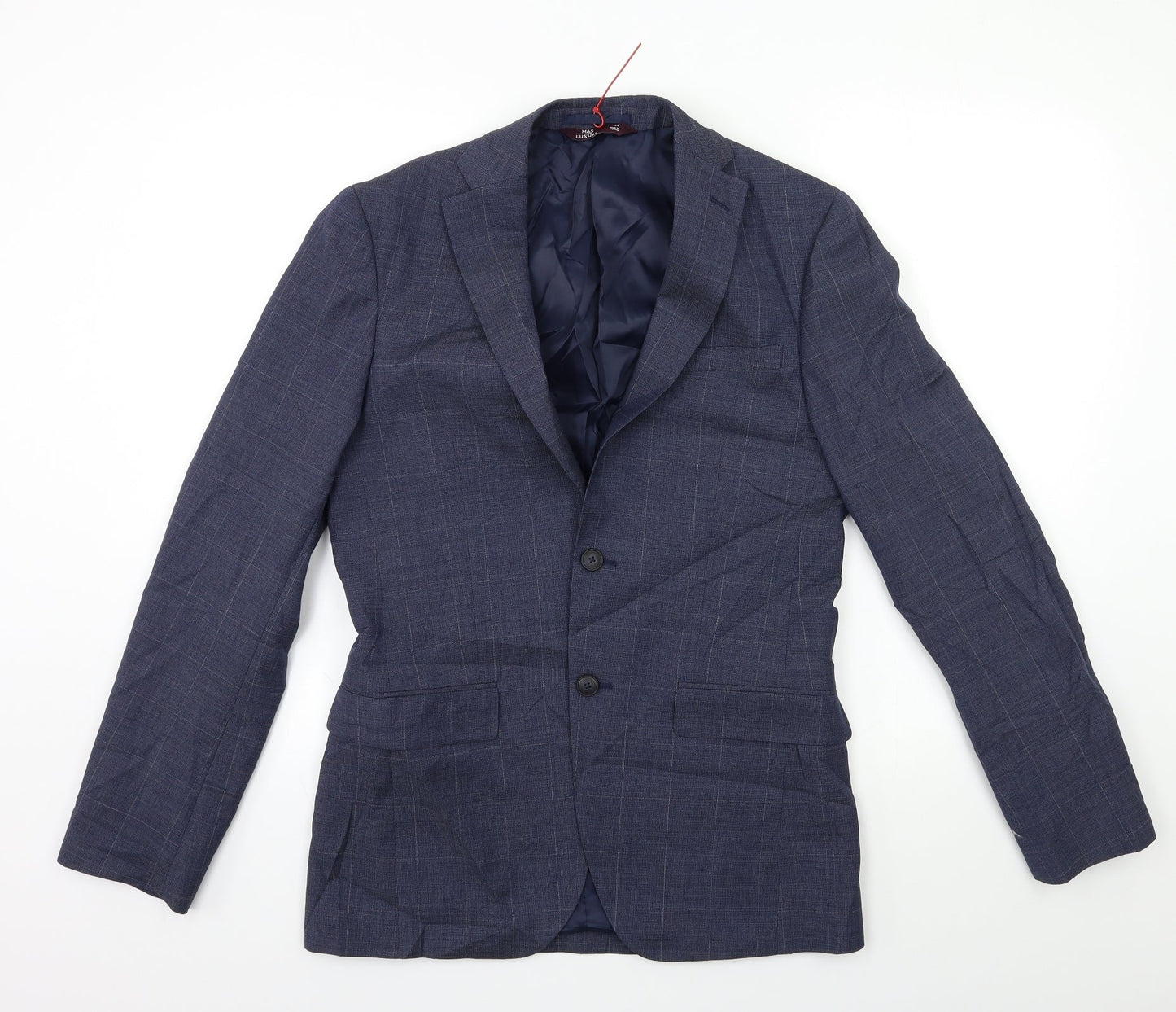 Marks and Spencer Mens Blue Check  Jacket Suit Jacket Size 36