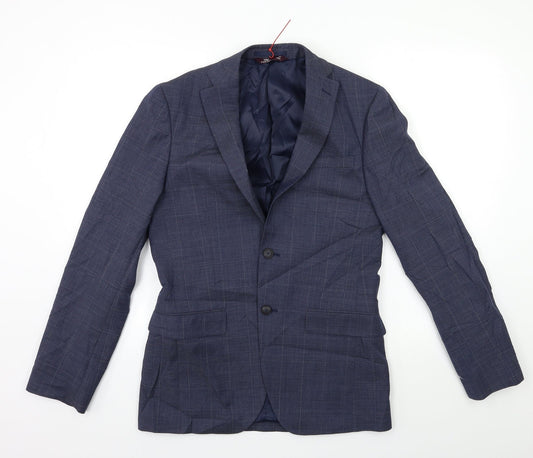 Marks and Spencer Mens Blue Check  Jacket Suit Jacket Size 36