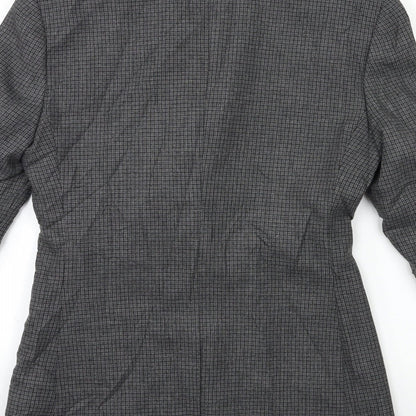 Brand and care label for ASOS men’s green check jacket suit jacket, size 36