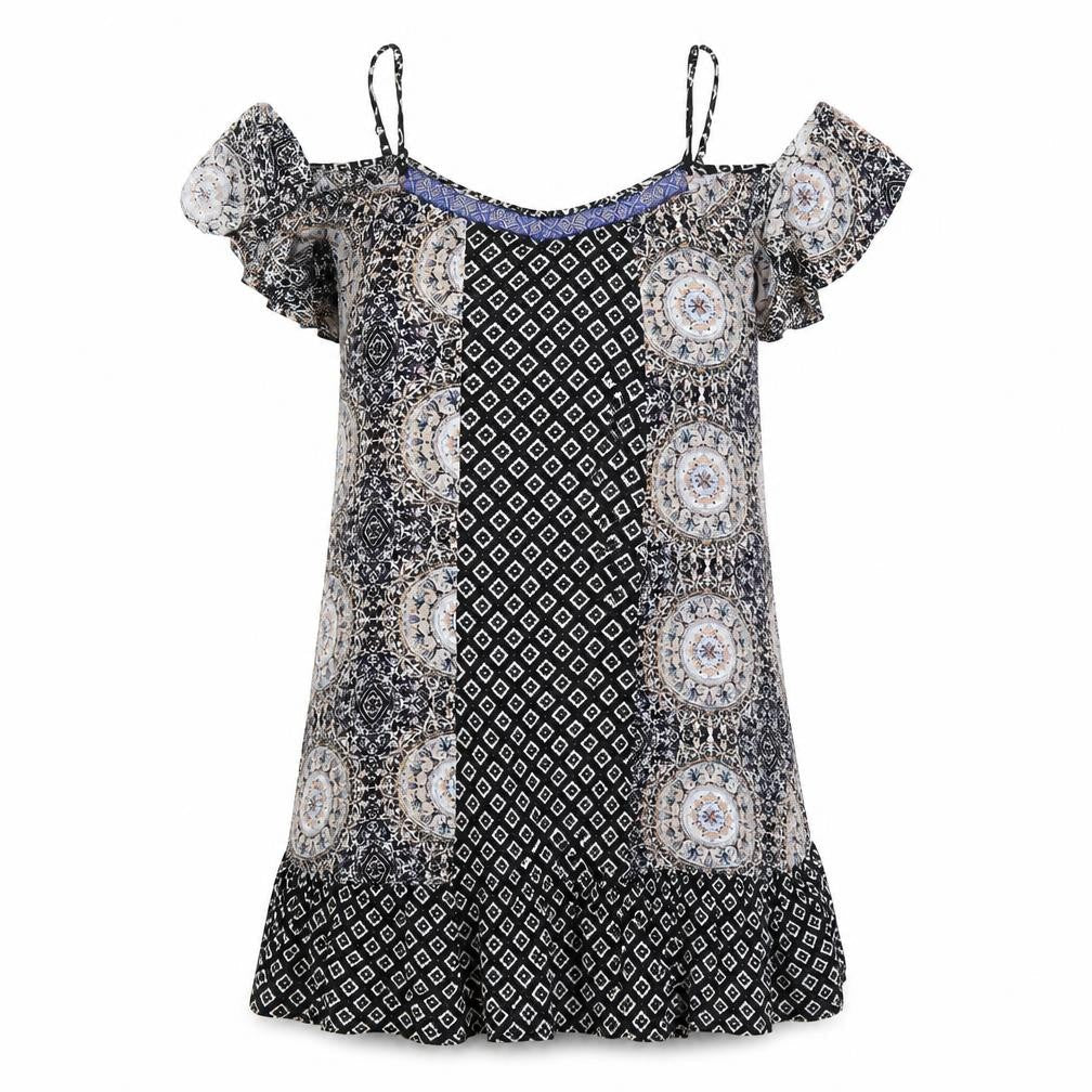 New Look Womens Black Argyle/Diamond  Fit & Flare  Size 10
