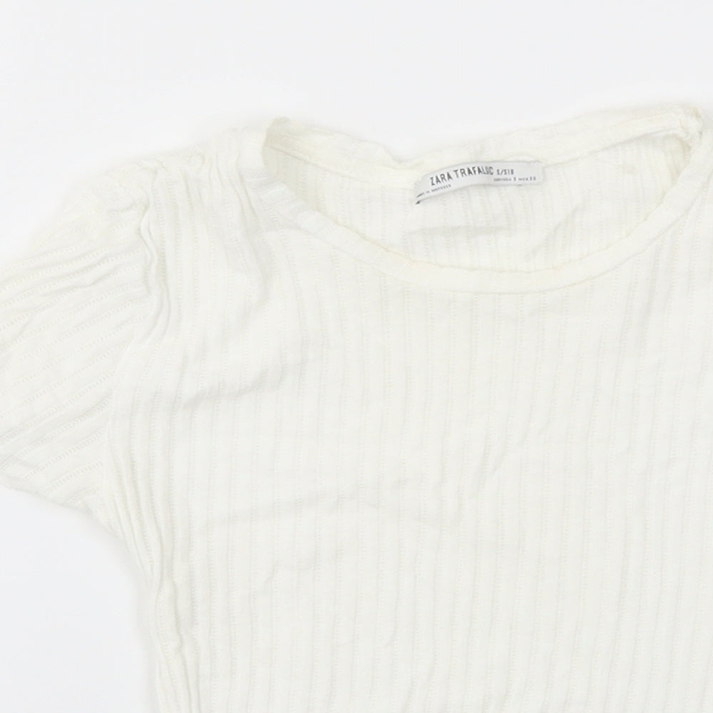 Zara Girls White   Basic T-Shirt Size S