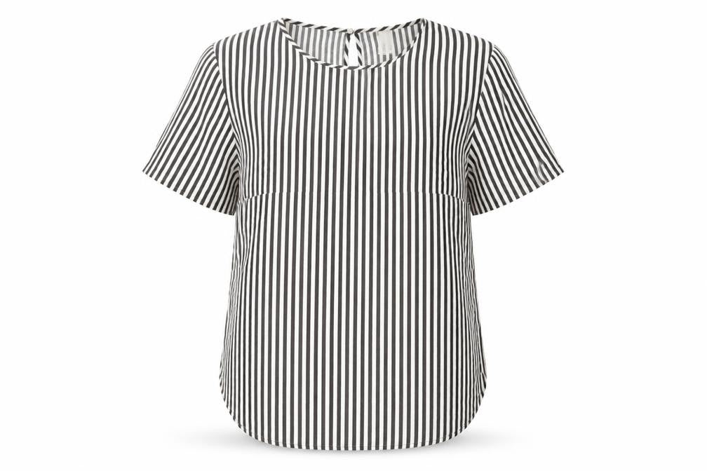H&M Womens Black Striped  Basic T-Shirt Size 12