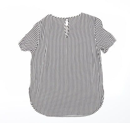 H&M Womens Black Striped  Basic T-Shirt Size 12