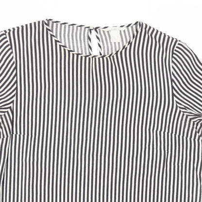 H&M Womens Black Striped  Basic T-Shirt Size 12
