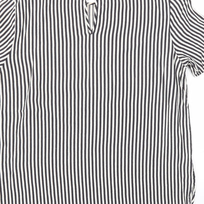 H&M Womens Black Striped  Basic T-Shirt Size 12