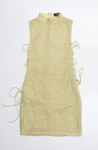 Additional front view of Missguided women’s gold a-line, size UK 10