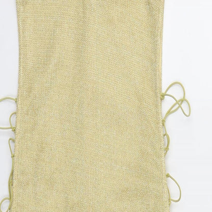 Close-up detail of Missguided women’s gold a-line, size UK 10