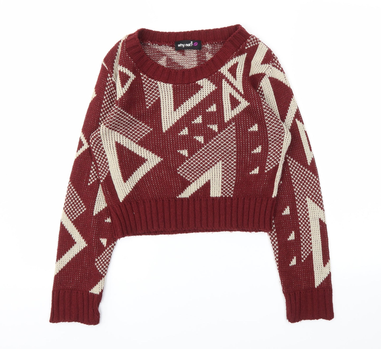Why Not Womens Red Argyle/Diamond  Pullover Jumper Size S