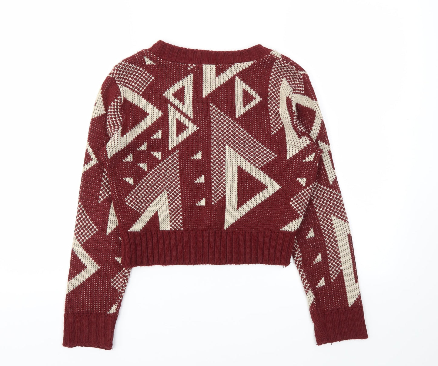 Why Not Womens Red Argyle/Diamond  Pullover Jumper Size S