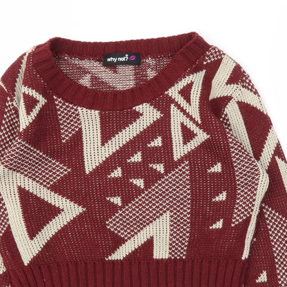 Why Not Womens Red Argyle/Diamond  Pullover Jumper Size S