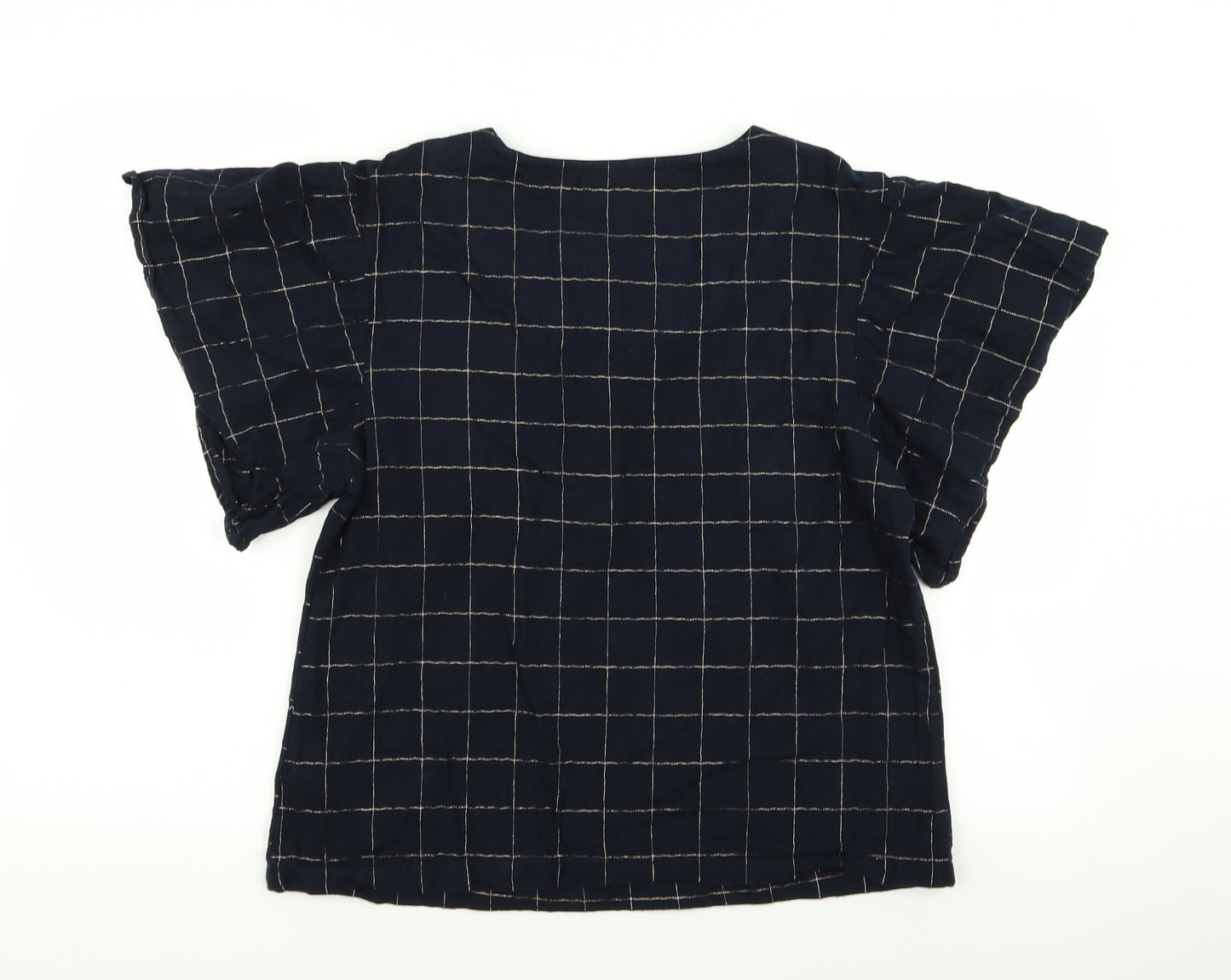 M&S Womens Blue Check  Basic T-Shirt Size 10