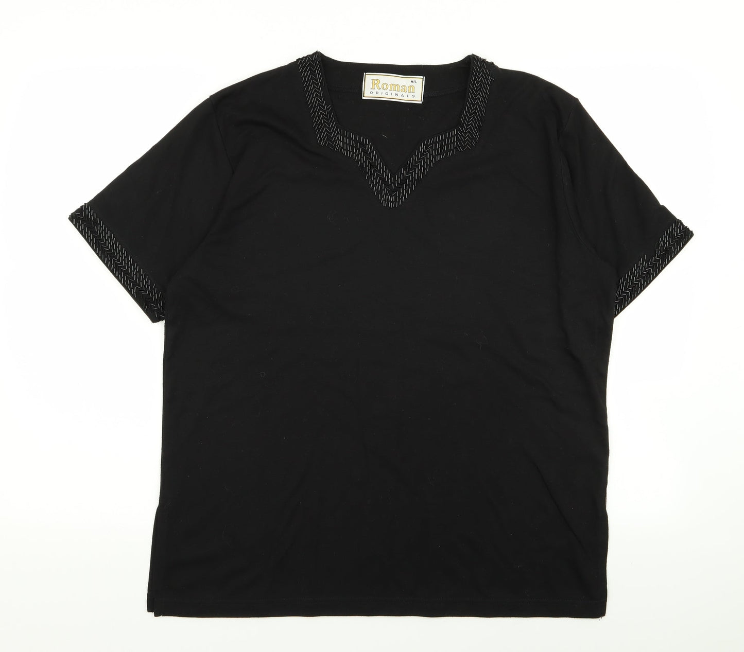 Roman Womens Black   Basic T-Shirt Size M