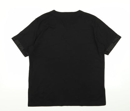 Back view of Roman women’s black basic t-shirt, size M
