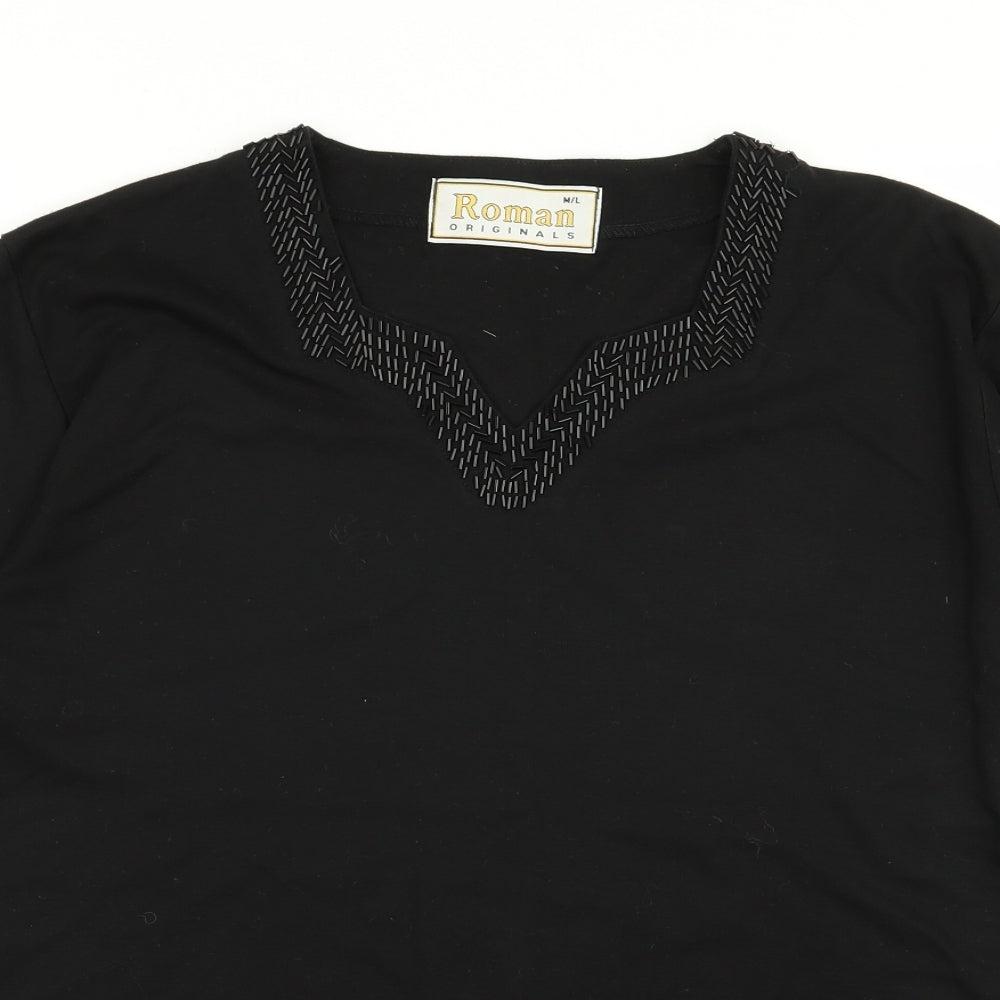 Roman Womens Black   Basic T-Shirt Size M