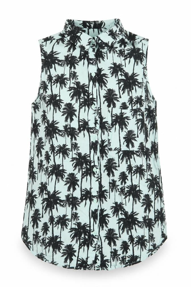 Divided by H&M Womens Blue Floral  Basic Blouse Size 8