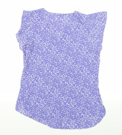 Back view of Dunnes women’s blue geometric basic blouse, size UK 8