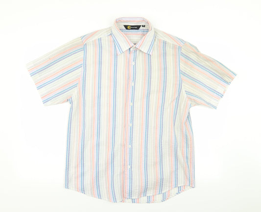 Cutting Edge Mens Multicoloured Striped   Button-Up Size M