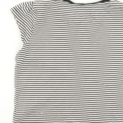 Brand and care label for Asda George girls’ multicoloured striped basic t-shirt, size 4-5, years