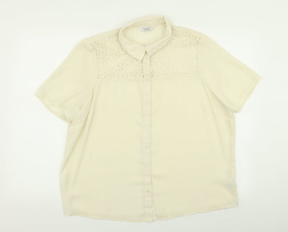 Asda George Womens Ivory Geometric  Basic Button-Up Size 18