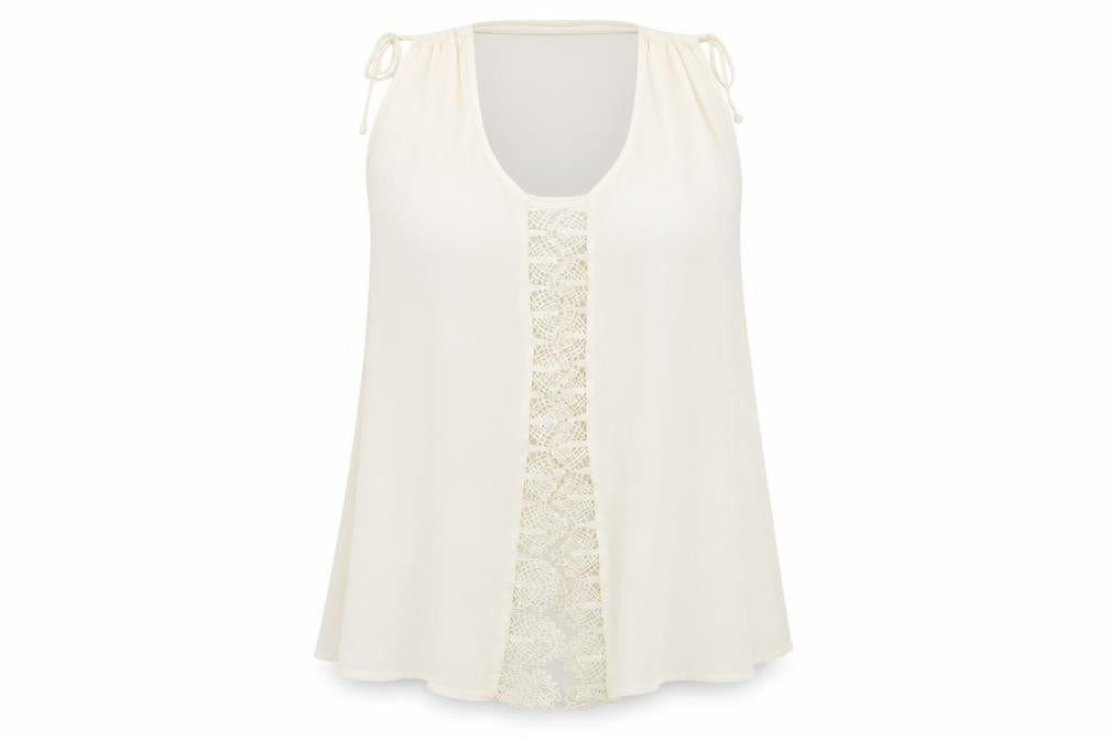 River Island Womens White Geometric  Basic Tank Size 18