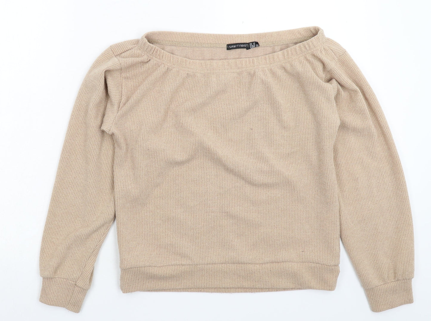 I SAW IT FIRST Womens Beige  Knit Pullover Jumper Size 10