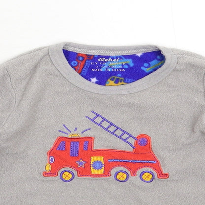 Close-up detail of Rebel girls’ grey solid fleece top pyjama top, size 3-4, years