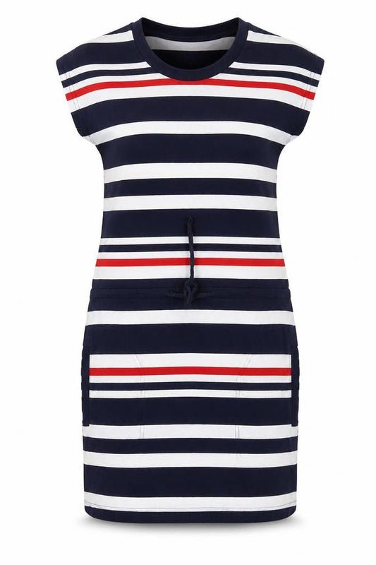 Fancy Qube Womens Blue Striped  T-Shirt Dress  Size L